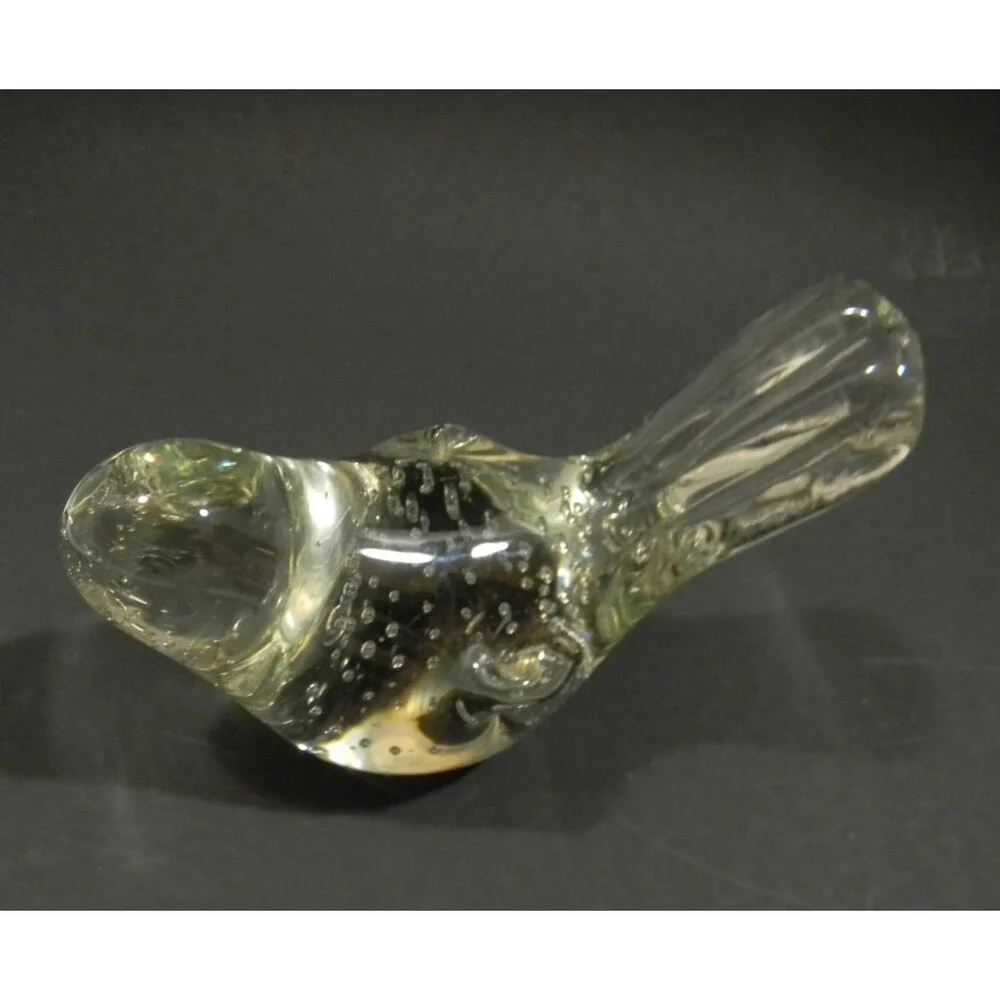 Vintage Blown Glass Bird Paperweight Controlled Bubbles